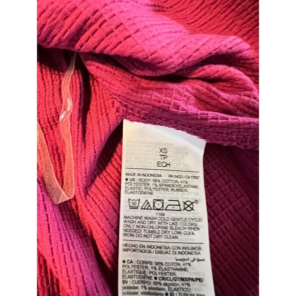 NEW Old Navy XS Pink Puff-Sleeve‎ Smocked Babydoll Blouse Boysenberry Juice Pink